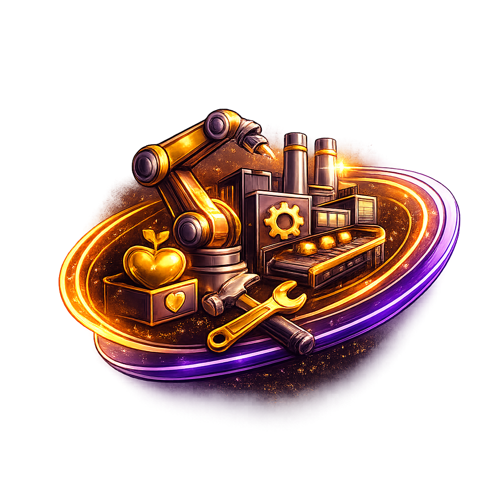 Manufacturing industry mission icon